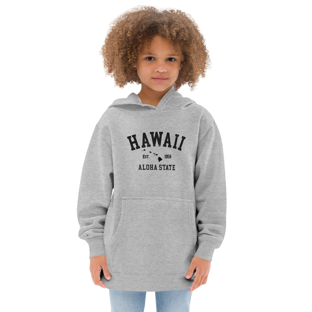 Aloha State of Hawaii vintage graphic, printed on a SodaPop Cool kids hoodie.