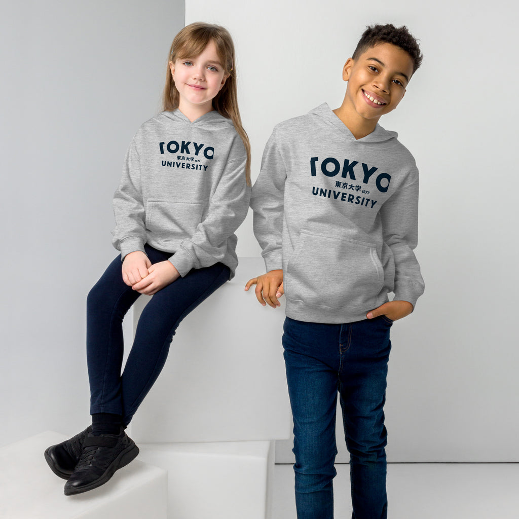"Tokyo University" in classic collegiate lettering with Japanese script, printed on a SodaPop Cool kids hoodie.
