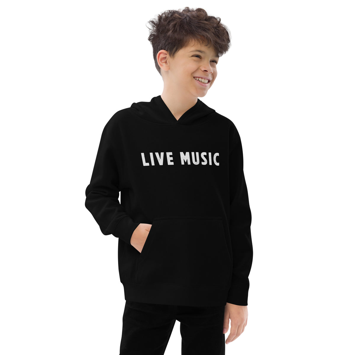 Live Music vintage graphic, printed on a SodaPop Cool kids hoodie.