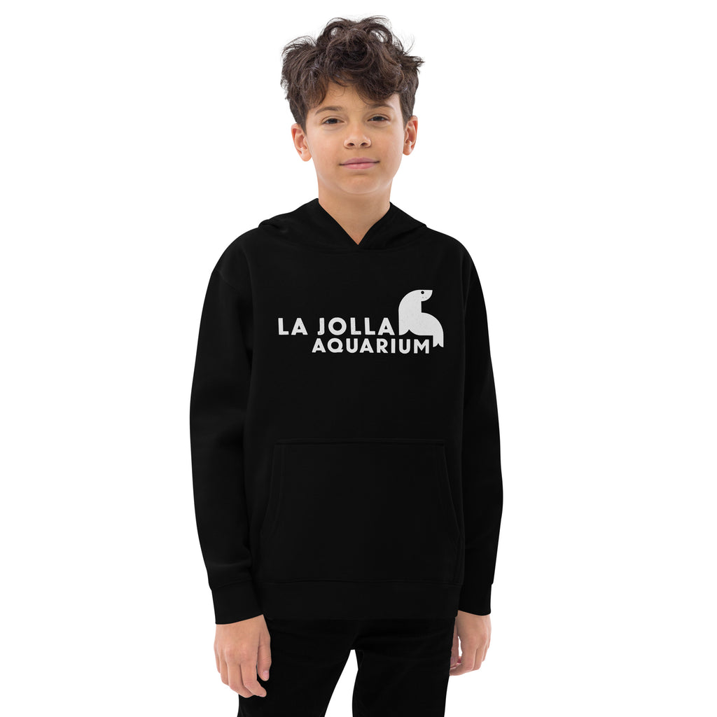 La Jolla Aquarium vintage graphic, printed on a SodaPop Cool kids hoodie.