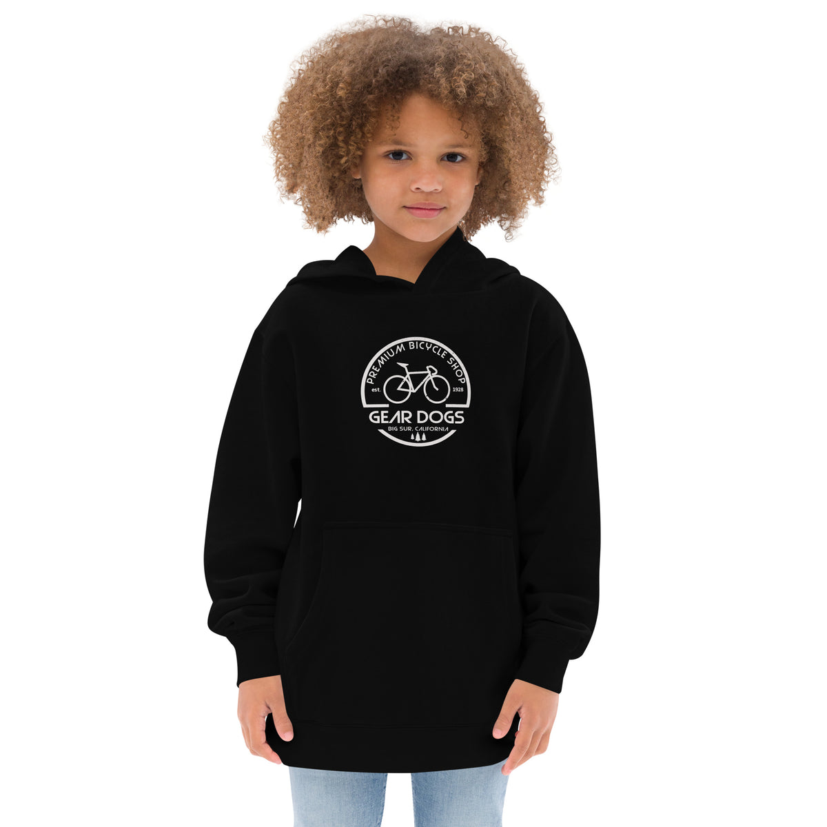Gear Dogs Bike Shop Big Sur vintage graphic, printed on a SodaPop Cool kids hoodie.