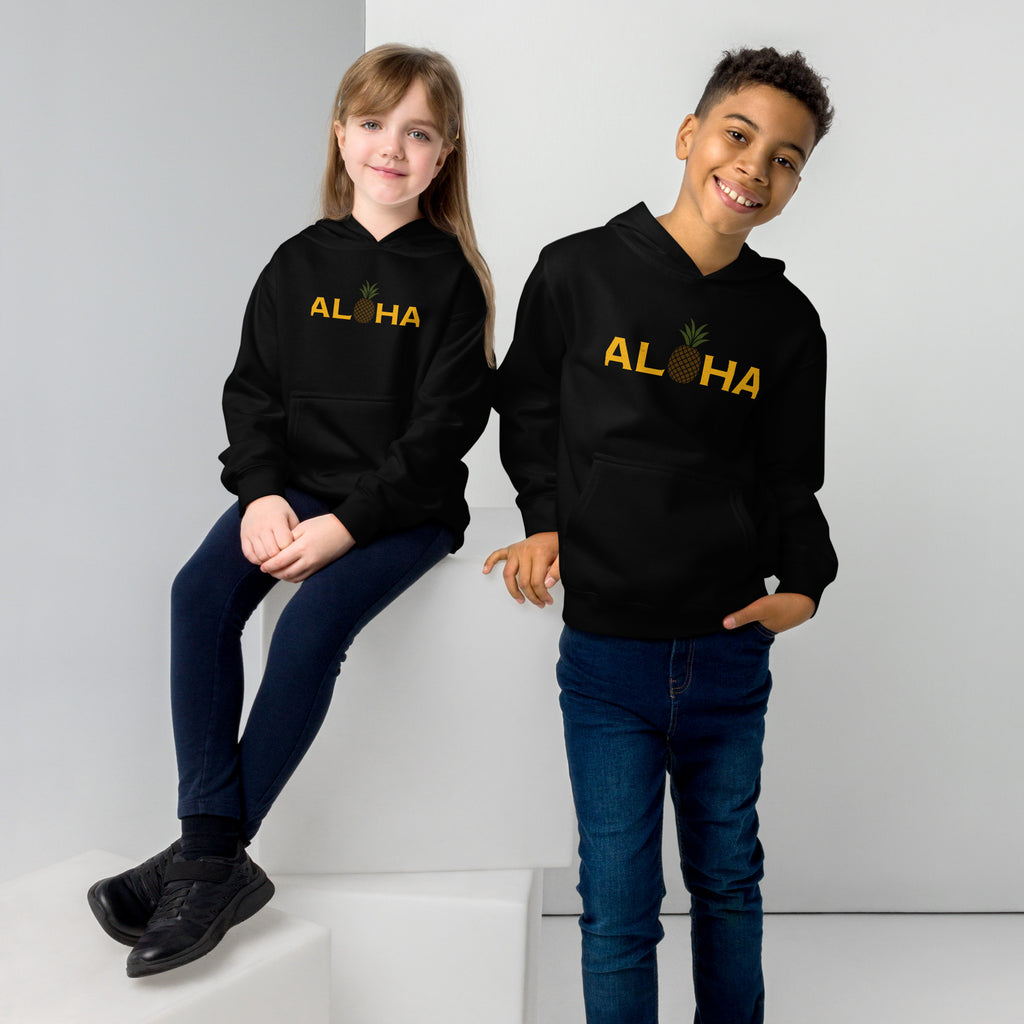 Aloha Hawaii Pineapple vintage graphic, printed on a SodaPop Cool kids hoodie.