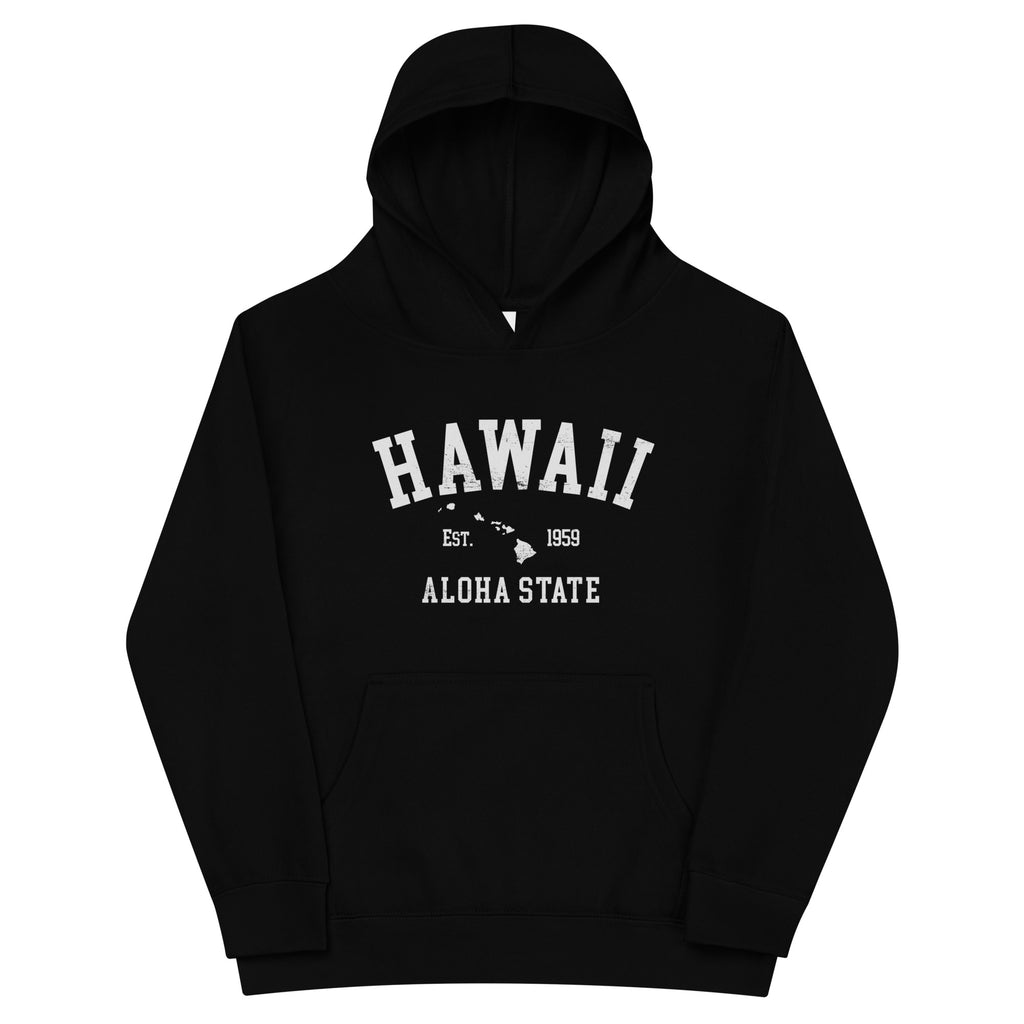 Aloha State of Hawaii vintage graphic, printed on a SodaPop Cool kids hoodie.