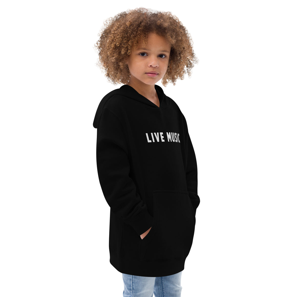Live Music vintage graphic, printed on a SodaPop Cool kids hoodie.