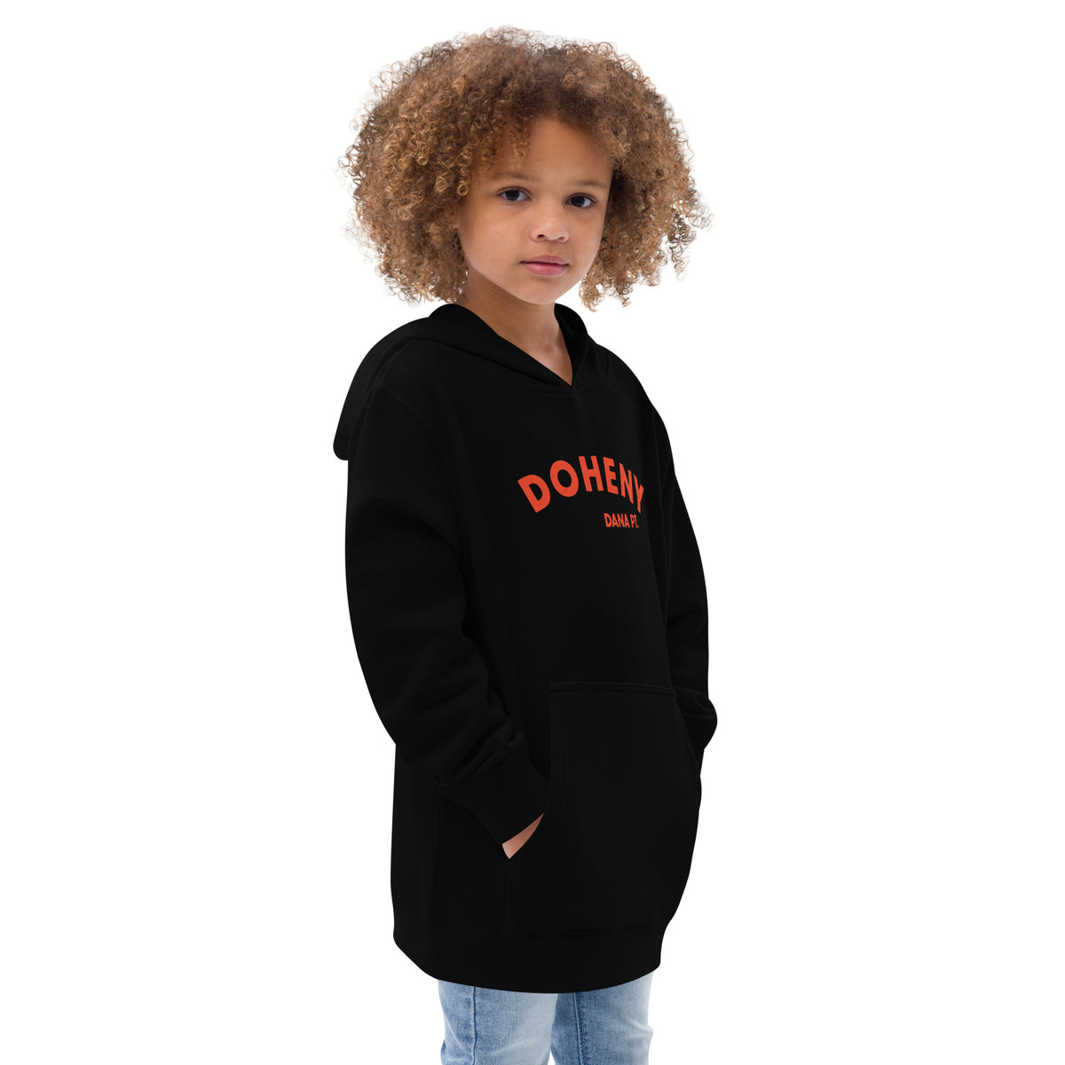 "Doheny Dana Point" in vintage California surf lettering, printed on a SodaPop Cool kids hoodie.