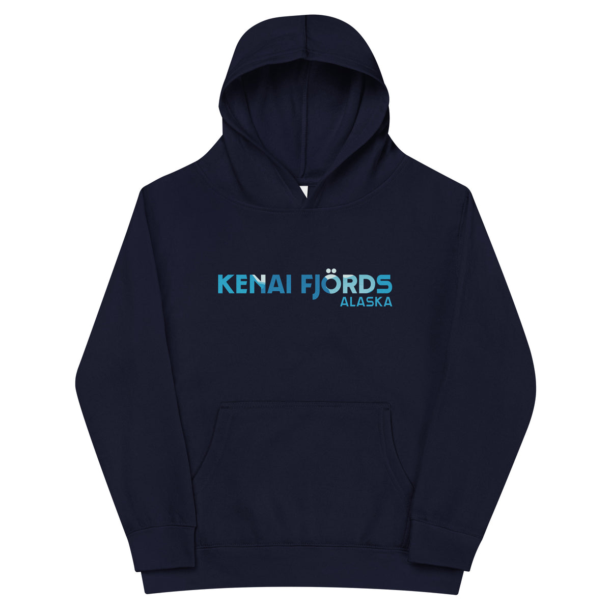 Kenai Fjords Park Alaska vintage graphic, printed on a SodaPop Cool kids hoodie.