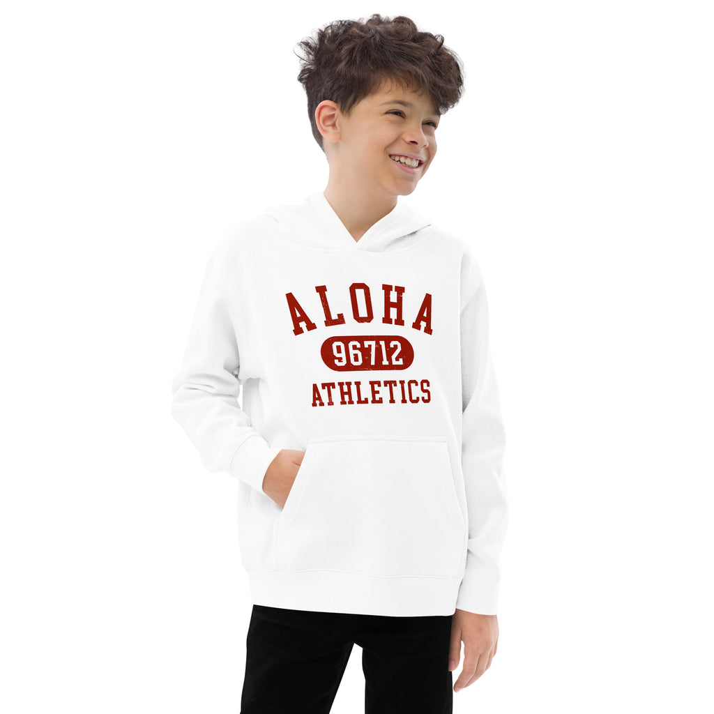 Aloha Hawaii Athletics 96712 vintage graphic, printed on a SodaPop Cool kids hoodie.