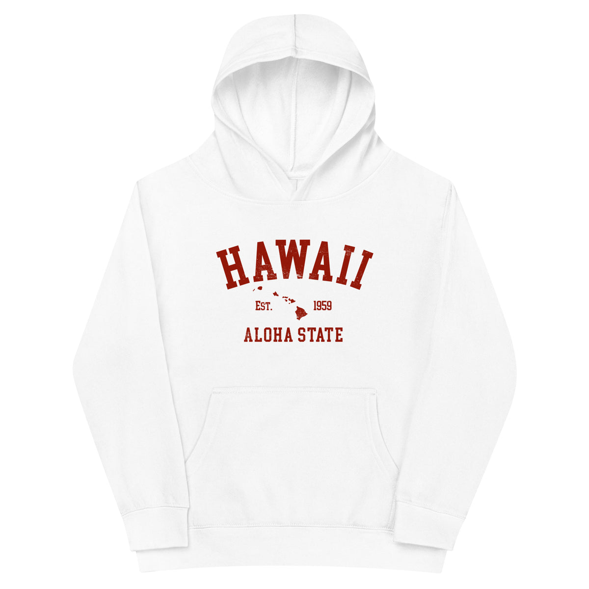 Aloha State of Hawaii vintage graphic, printed on a SodaPop Cool kids hoodie.