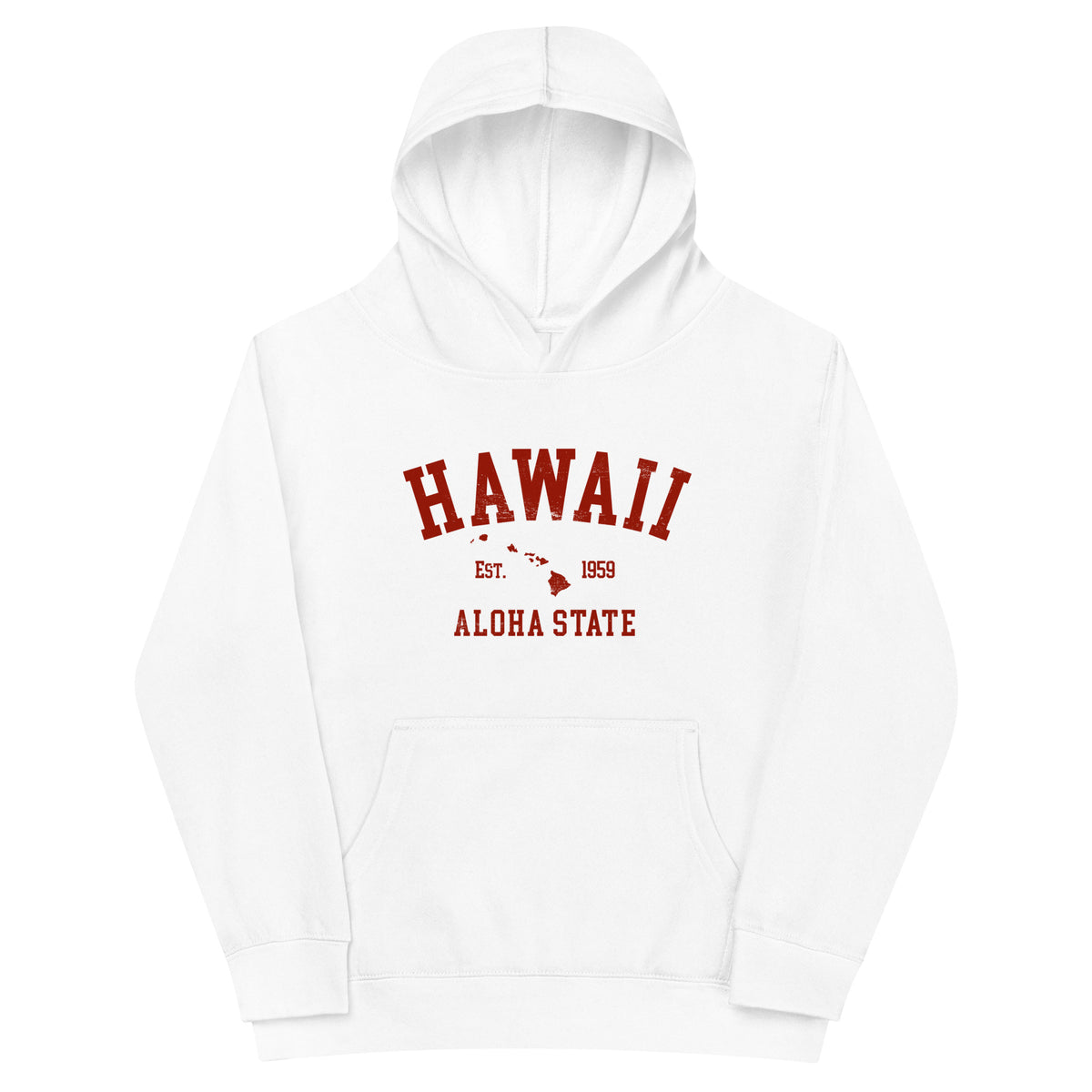 Aloha State of Hawaii vintage graphic, printed on a SodaPop Cool kids hoodie.