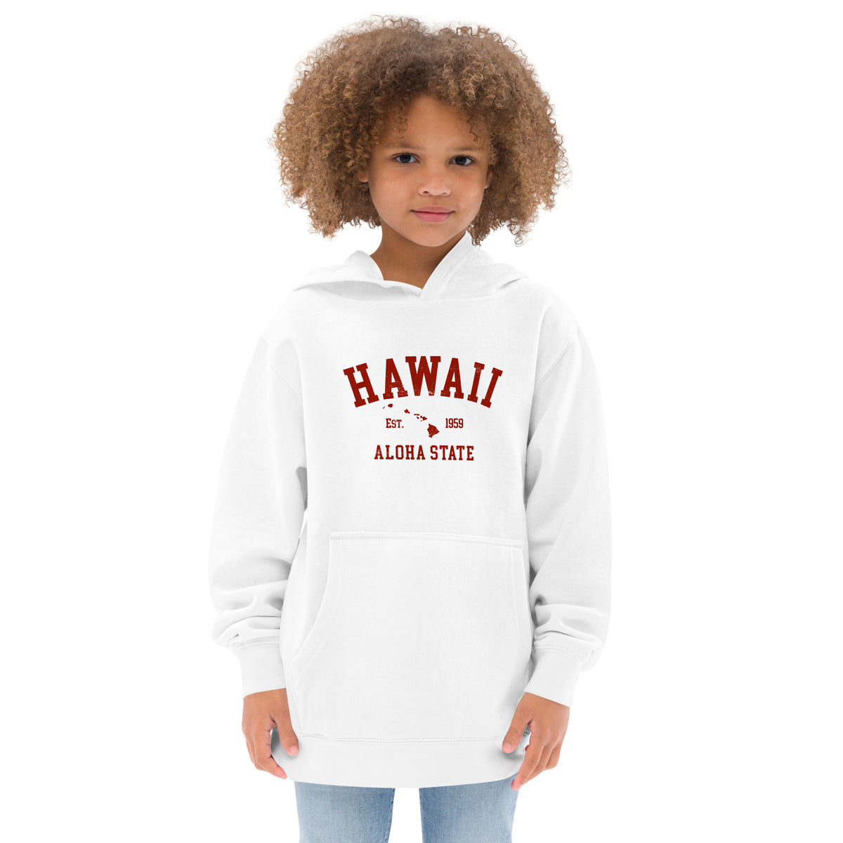 Aloha State of Hawaii vintage graphic, printed on a SodaPop Cool kids hoodie.