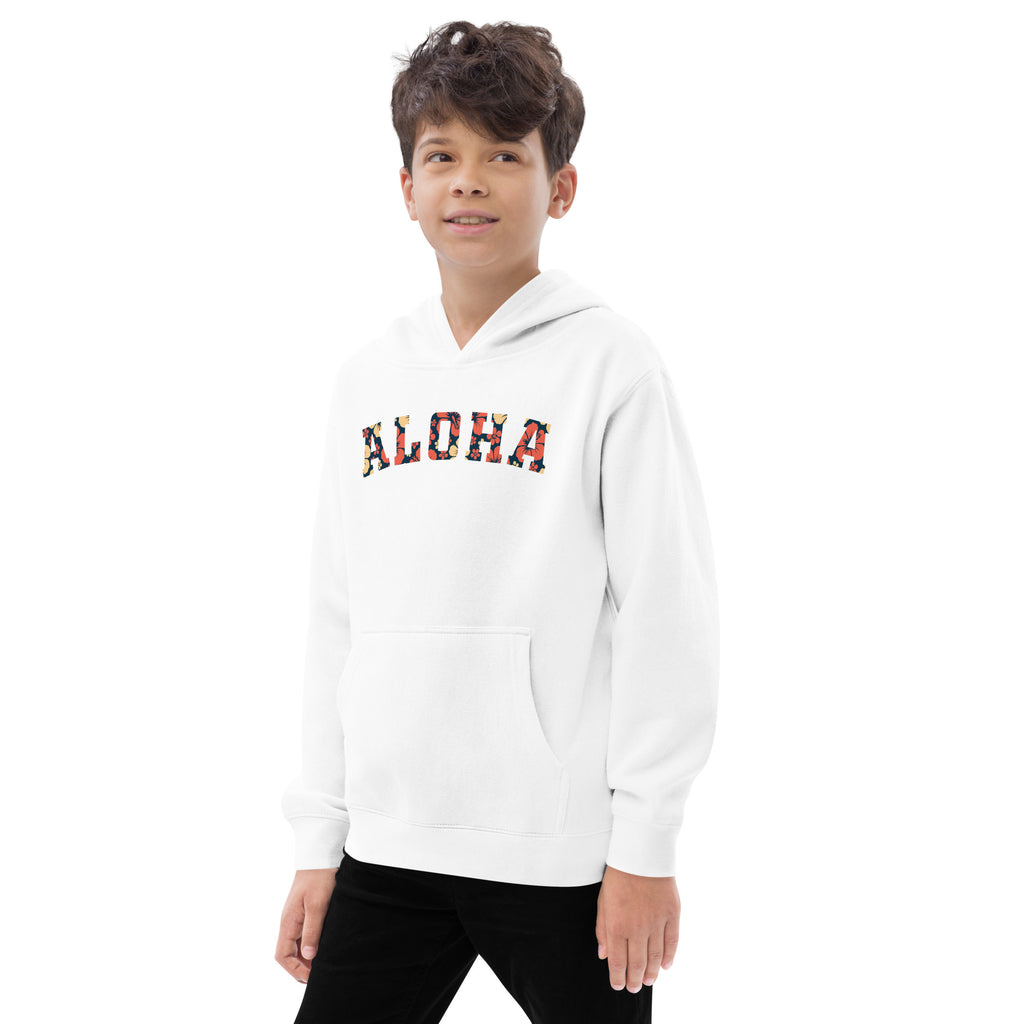 Aloha Hawaii Block vintage graphic, printed on a SodaPop Cool kids hoodie.
