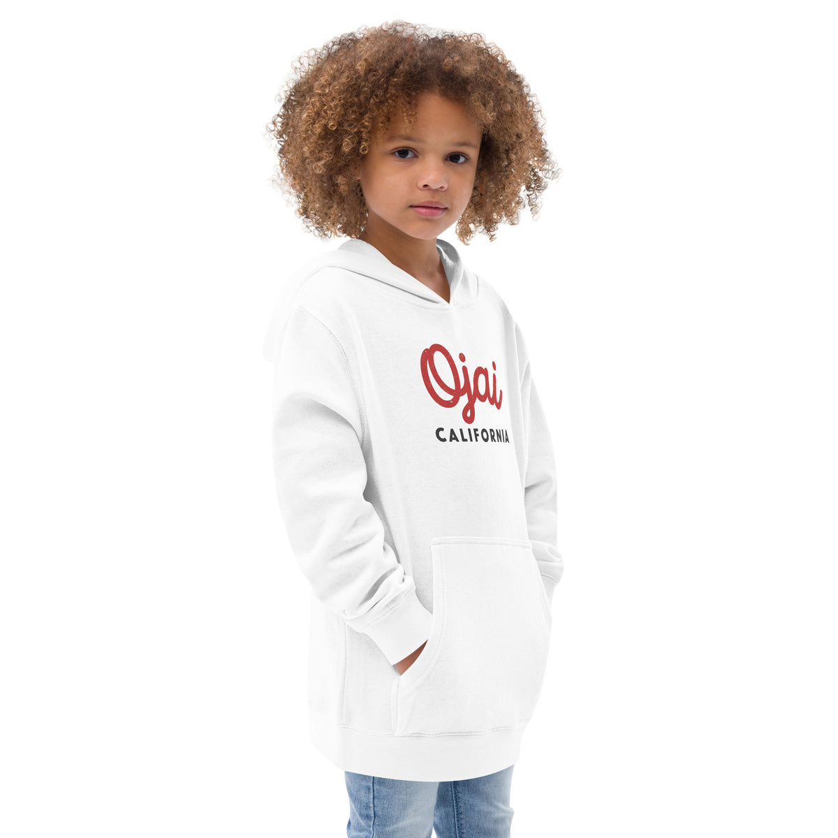"Ojai California" in classic vintage lettering, printed on a SodaPop Cool kids hoodie.