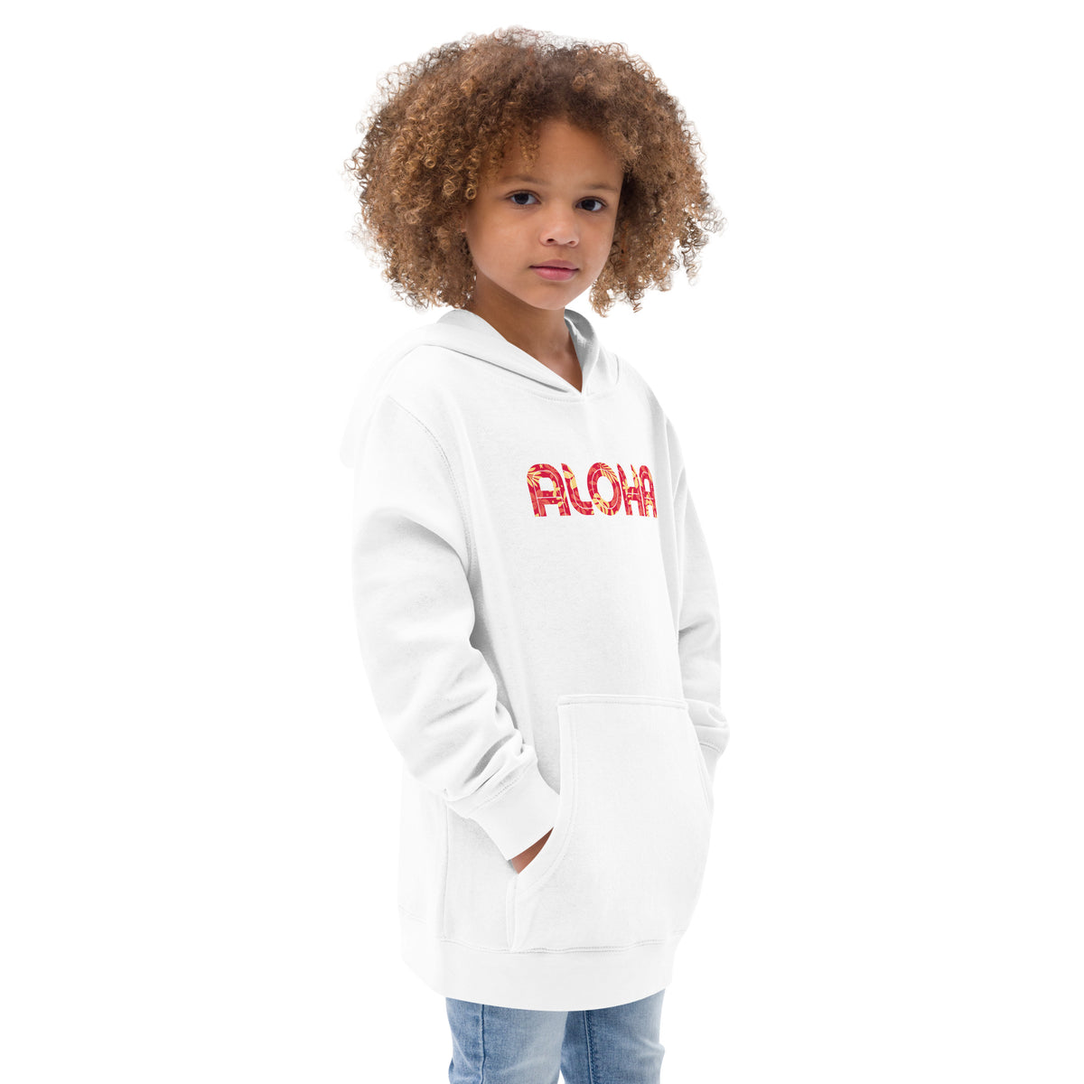 Aloha Hawaii Flowers Print vintage graphic, printed on a SodaPop Cool kids hoodie.
