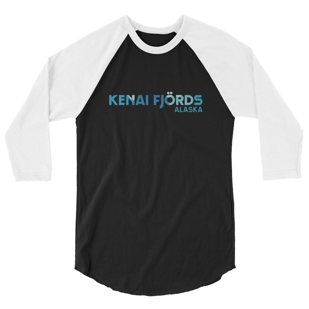 Kenai Fjords Park Alaska vintage graphic, printed on a SodaPop Cool 3/4 sleeve raglan shirt.