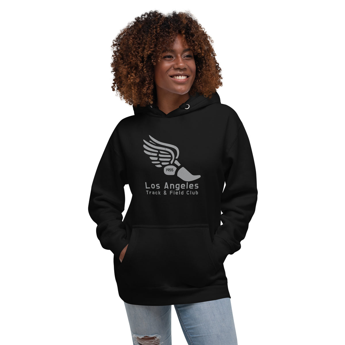 Los Angeles Track & Field 1955 California vintage graphic, printed on a SodaPop Cool hoodie.