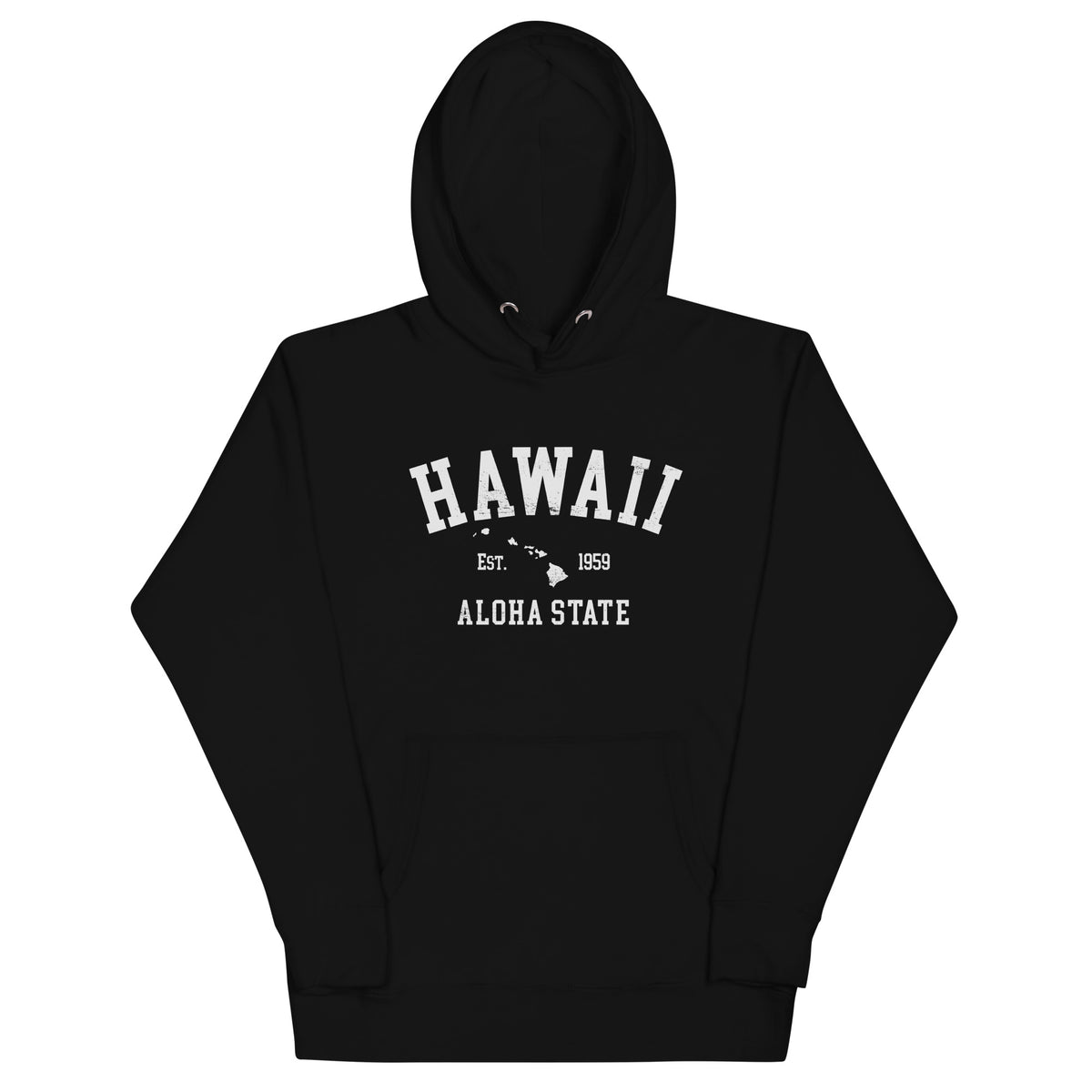 Aloha State of Hawaii vintage graphic, printed on a SodaPop Cool hoodie.
