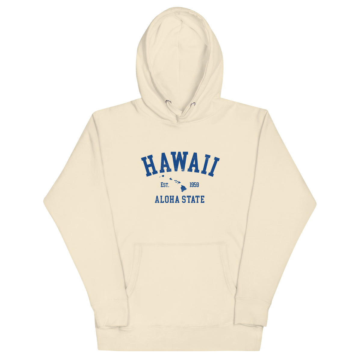 Aloha State of Hawaii vintage graphic, printed on a SodaPop Cool hoodie.