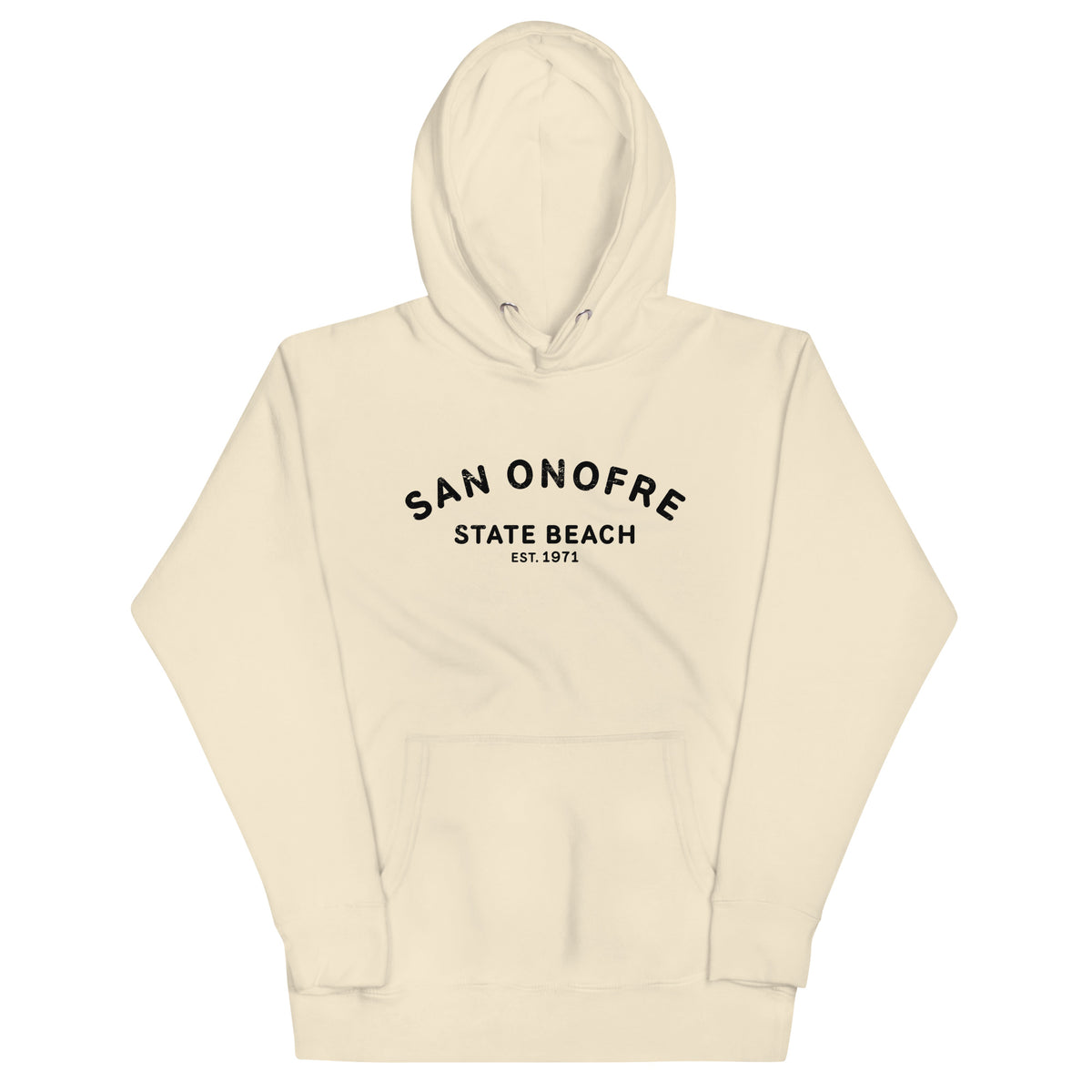 San Onofre Beach California vintage graphic, printed on a SodaPop Cool hoodie.