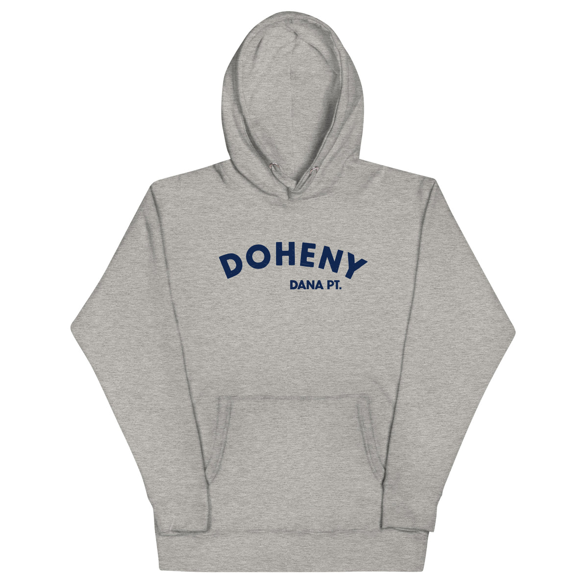 "Doheny Dana Point" in vintage California surf lettering, printed on a SodaPop Cool hoodie.
