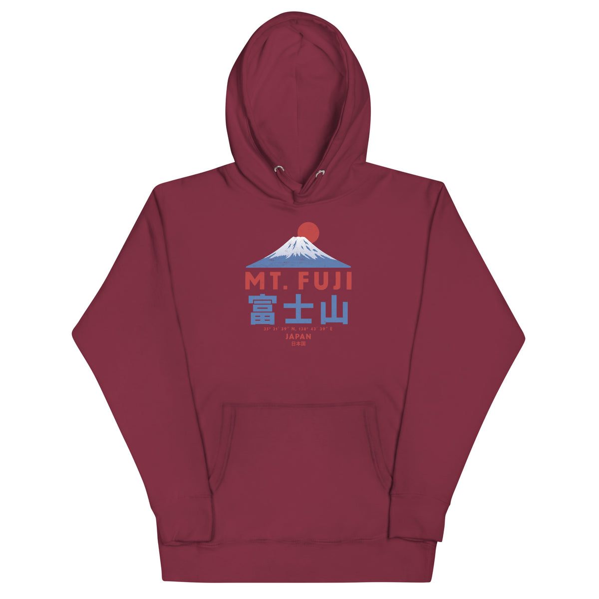 Mt. Fuji Japan vintage graphic, printed on a SodaPop Cool hoodie.
