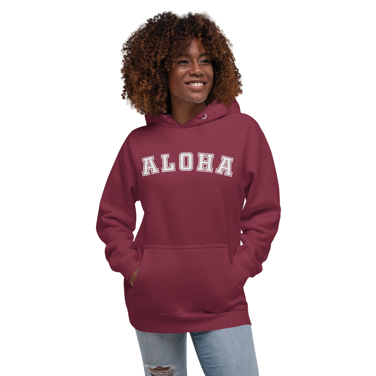 Aloha Hawaii Block vintage graphic, printed on a SodaPop Cool hoodie.