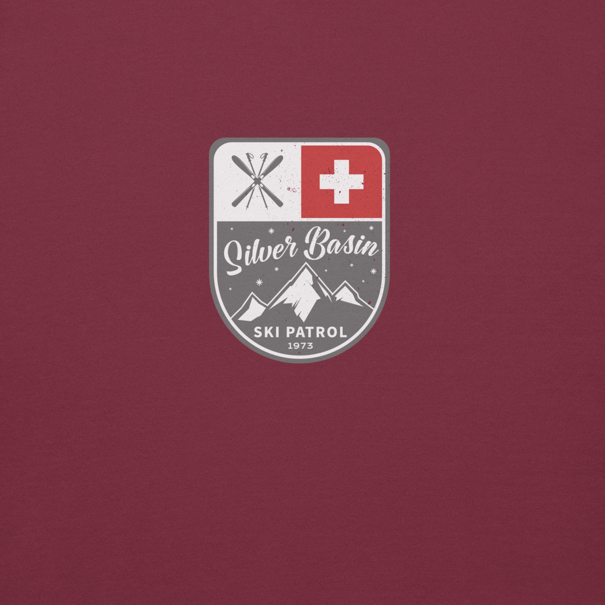 Silver Basin Ski California vintage graphic, printed on a SodaPop Cool hoodie.