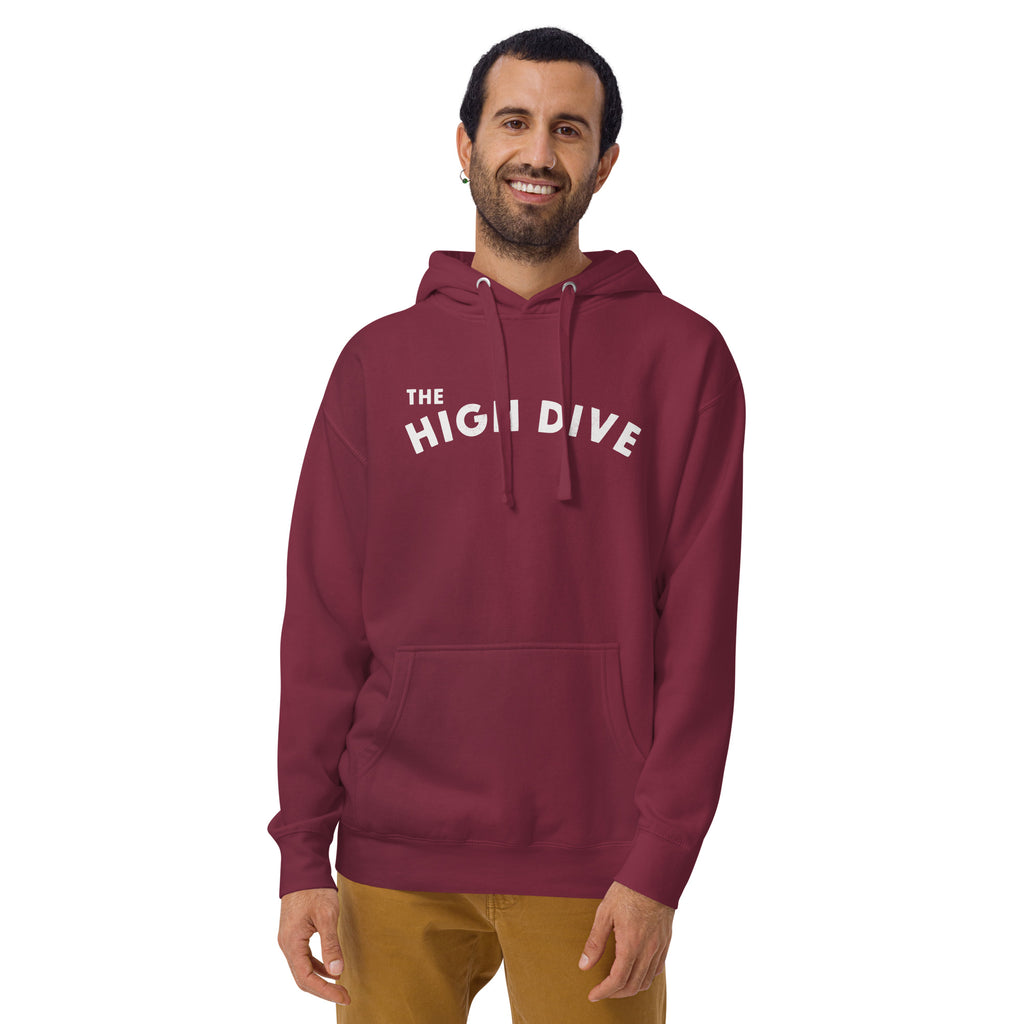 The High Dive vintage graphic, printed on a SodaPop Cool hoodie.