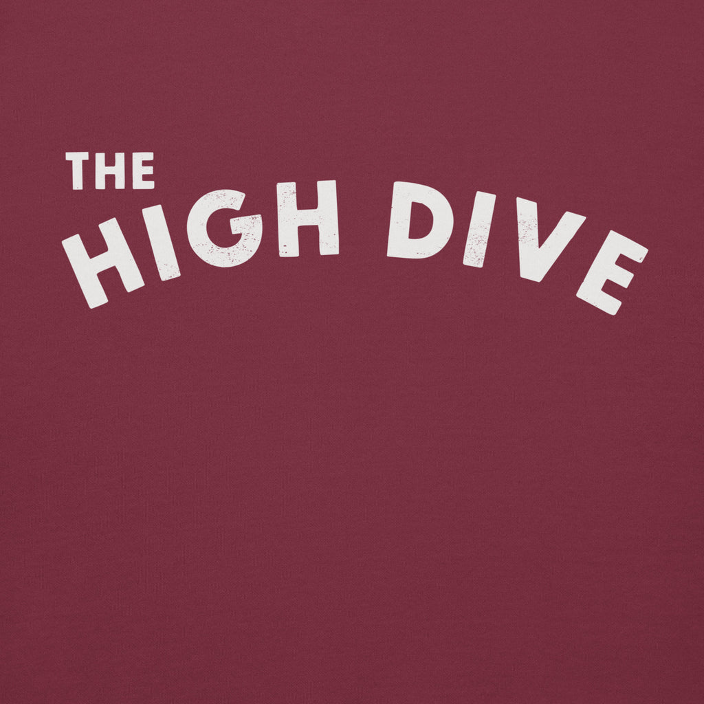 The High Dive vintage graphic, printed on a SodaPop Cool hoodie.
