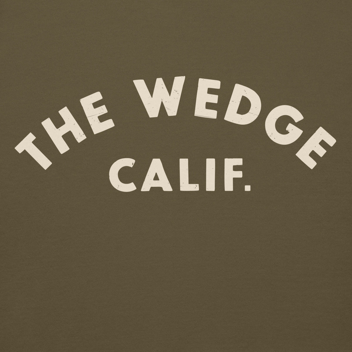 "The Wedge" in classic California surf lettering, printed on a SodaPop Cool hoodie.