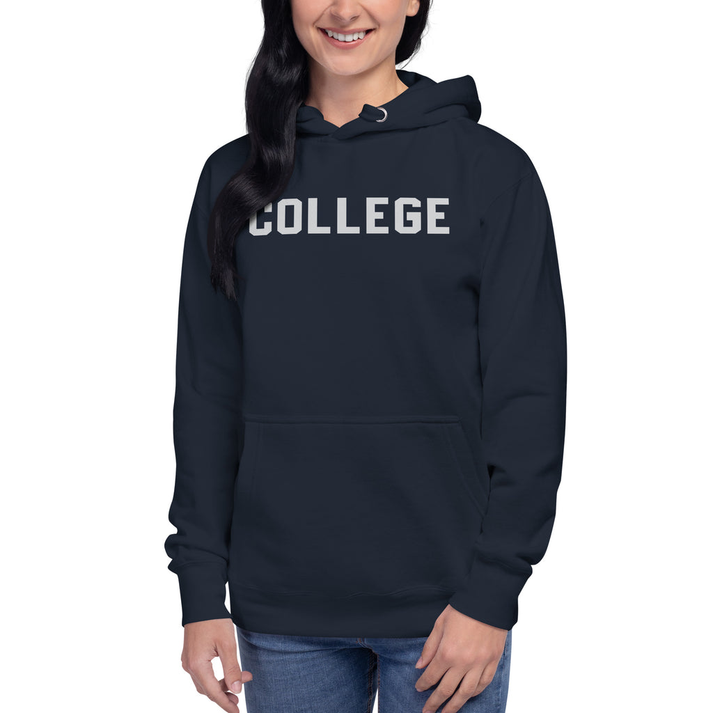 College vintage graphic, printed on a SodaPop Cool hoodie.