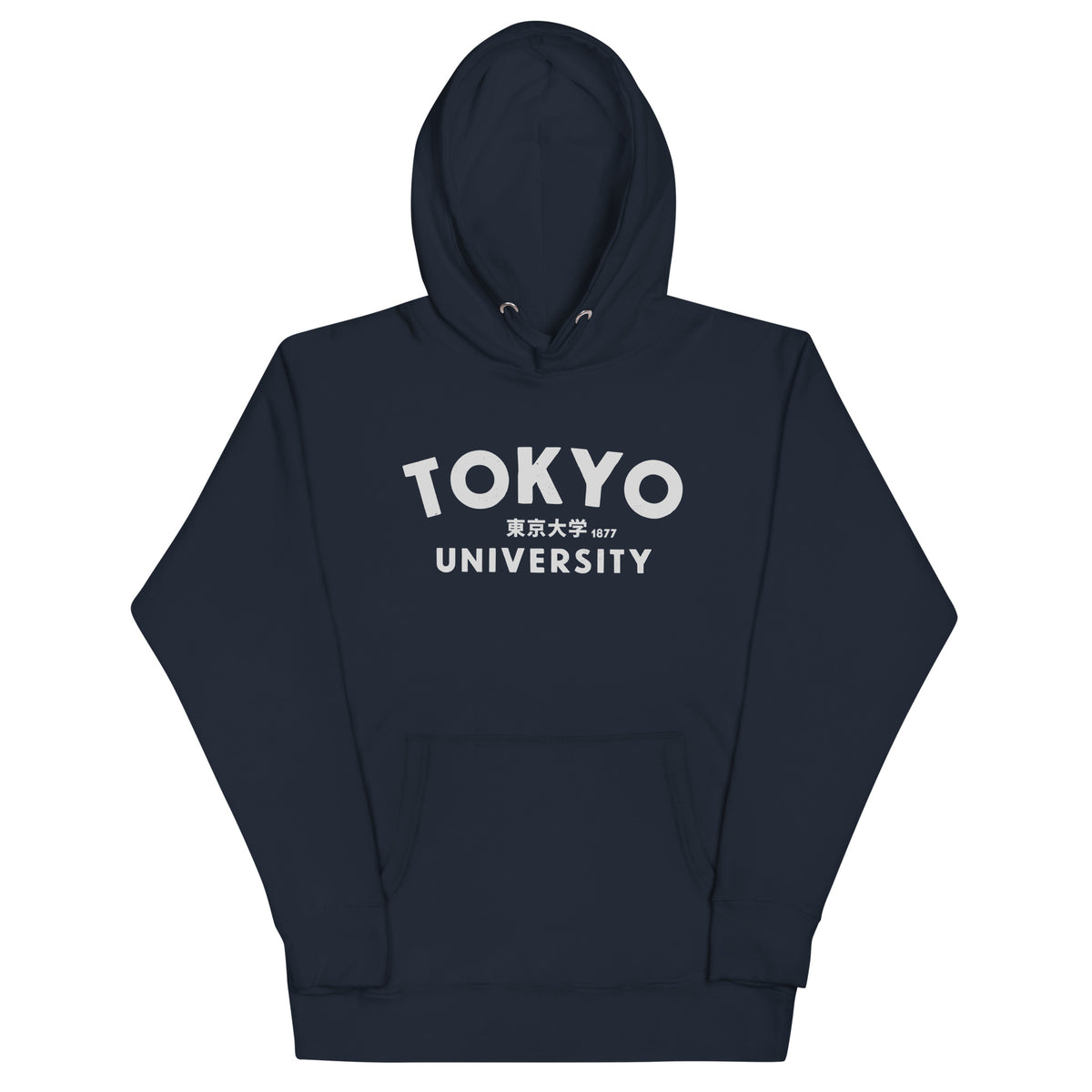 "Tokyo University" in classic collegiate lettering with Japanese script, printed on a SodaPop Cool hoodie.