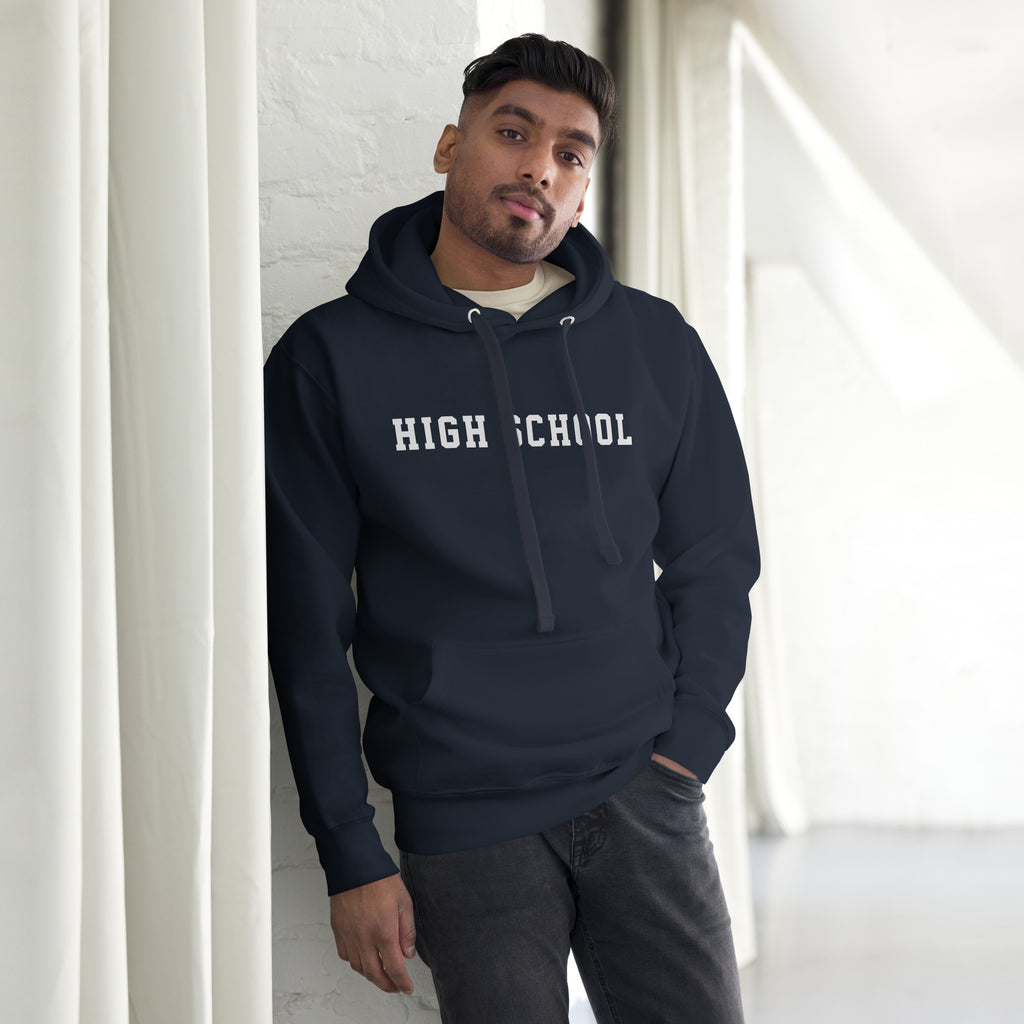 High School vintage graphic, printed on a SodaPop Cool hoodie.