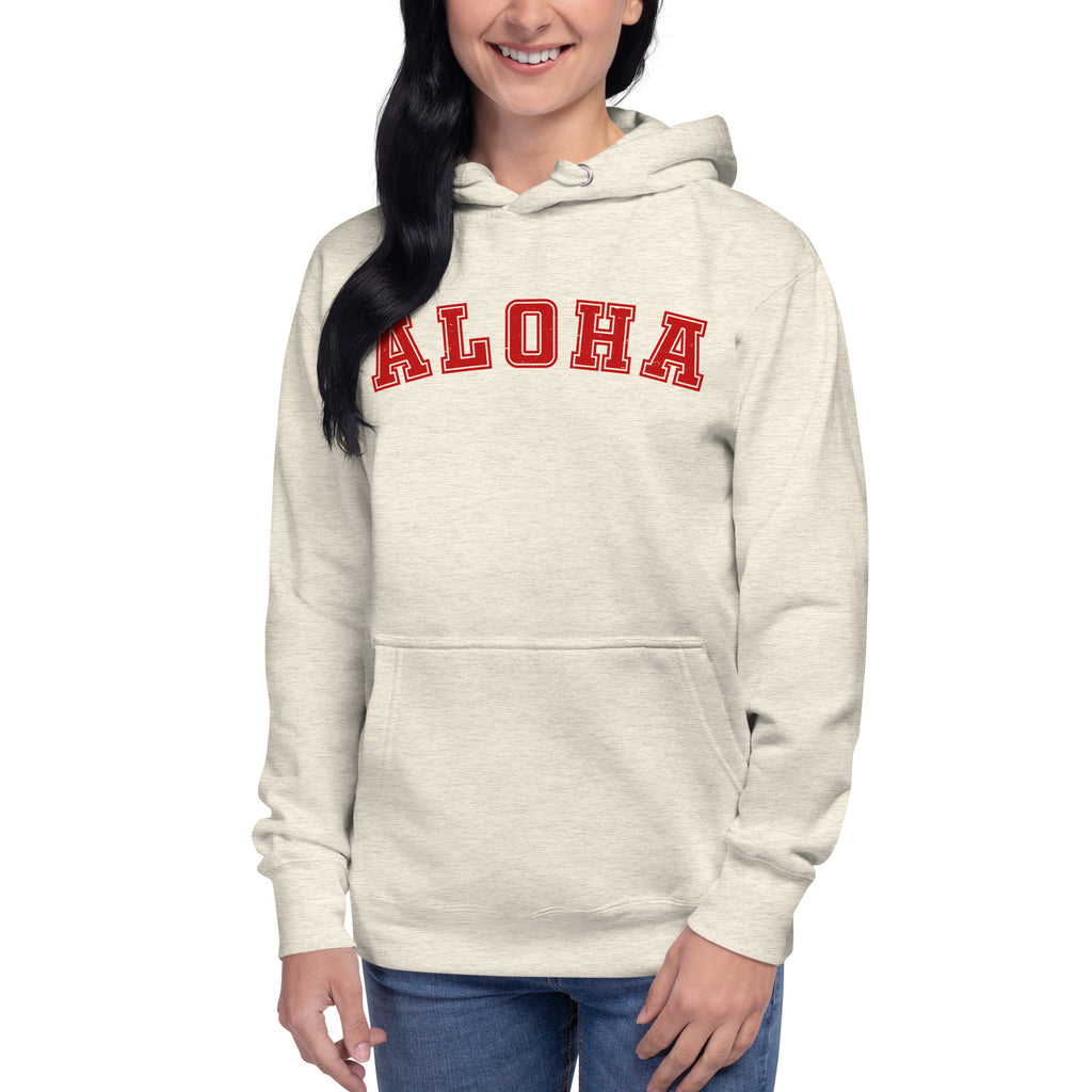 Aloha Hawaii Block vintage graphic, printed on a SodaPop Cool hoodie.