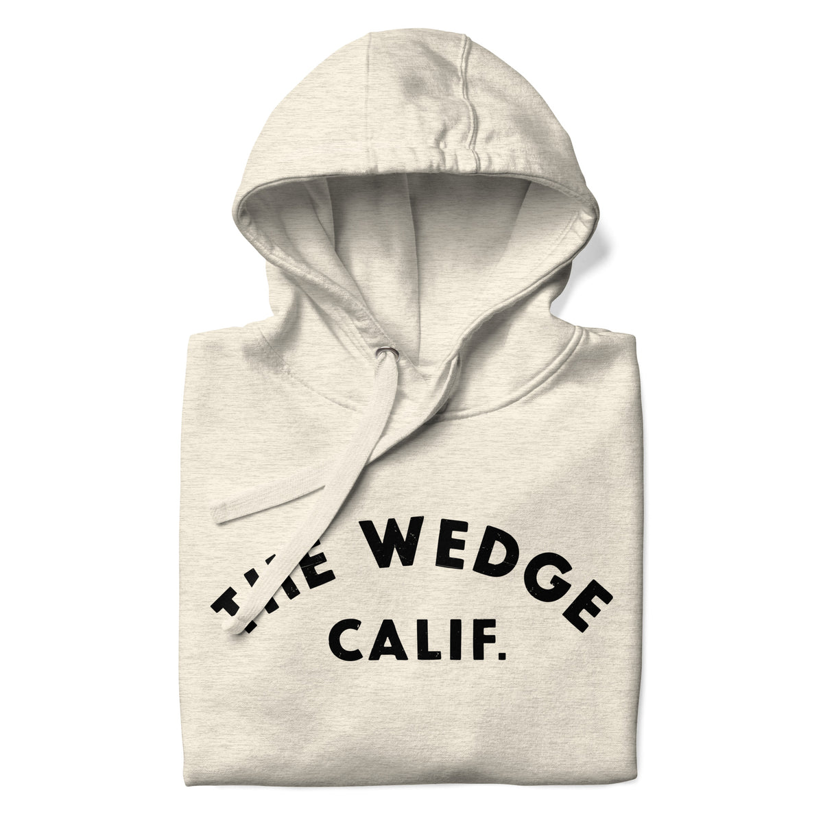 "The Wedge" in classic California surf lettering, printed on a SodaPop Cool hoodie.