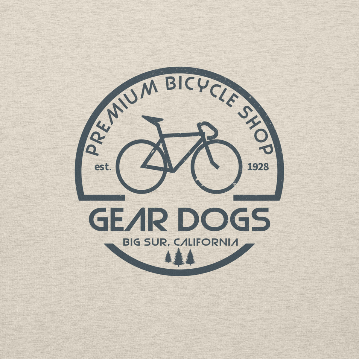 Gear Dogs Bike Shop Big Sur vintage graphic, printed on a SodaPop Cool hoodie.