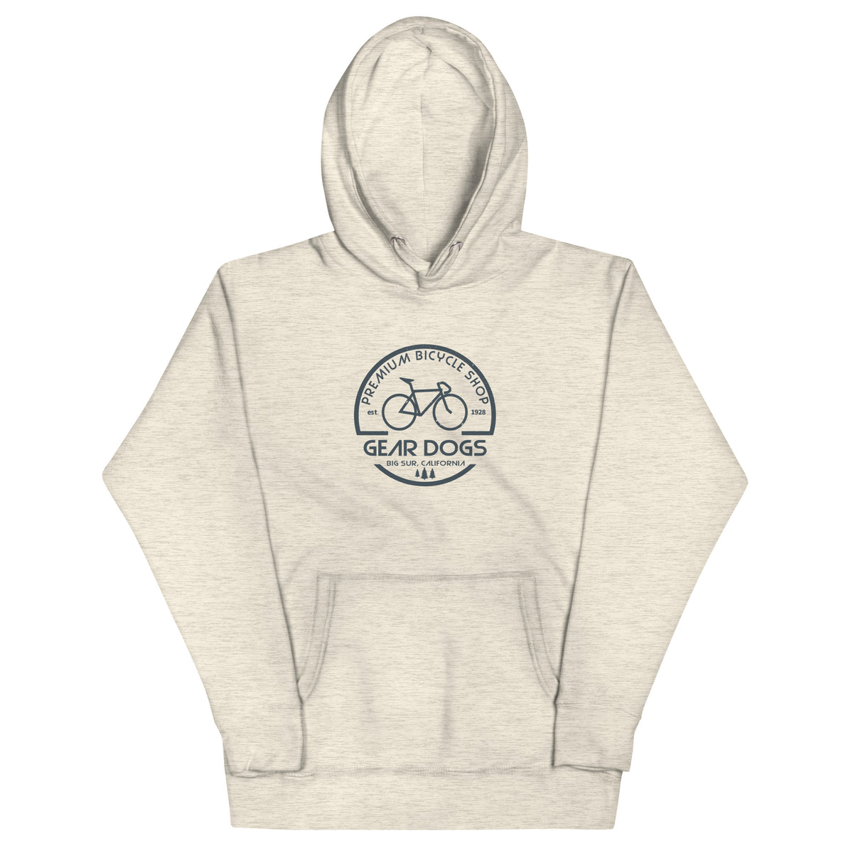 Gear Dogs Bike Shop Big Sur vintage graphic, printed on a SodaPop Cool hoodie.