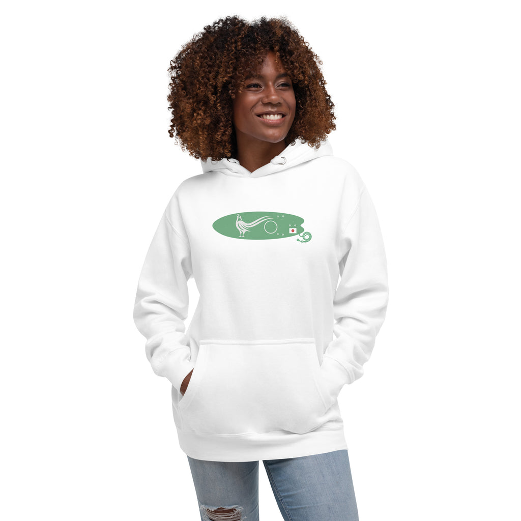 Green Pheasant Surf Company Japan vintage graphic, printed on a SodaPop Cool hoodie.