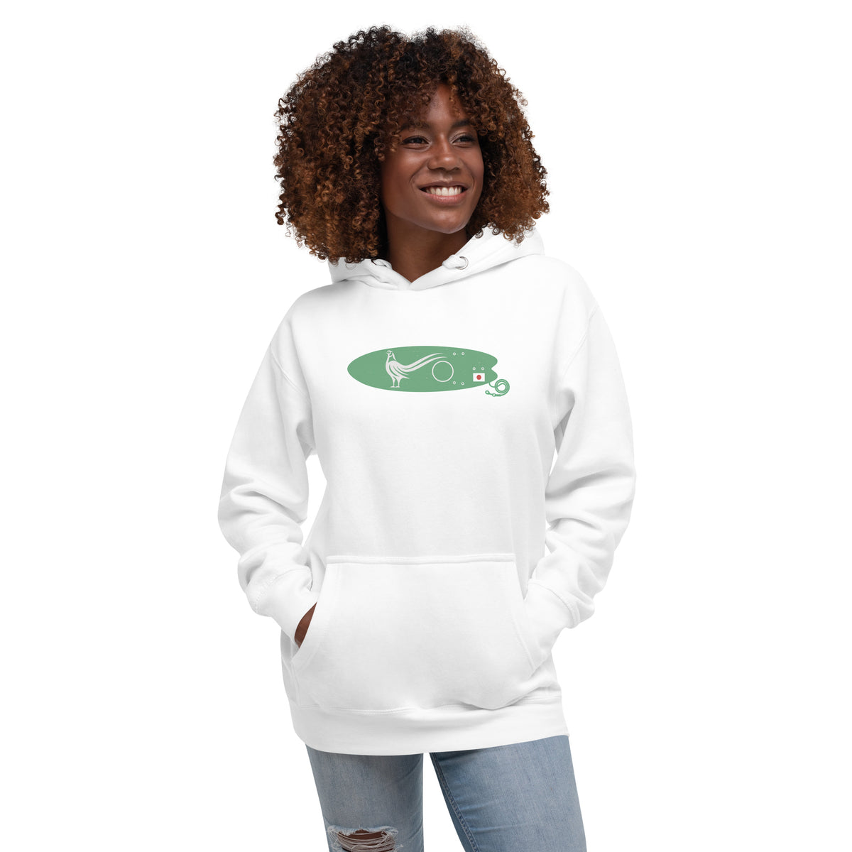 Green Pheasant Surf Company Japan vintage graphic, printed on a SodaPop Cool hoodie.