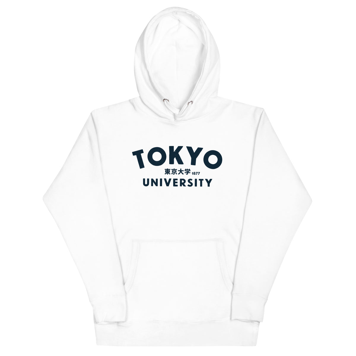 "Tokyo University" in classic collegiate lettering with Japanese script, printed on a SodaPop Cool hoodie.