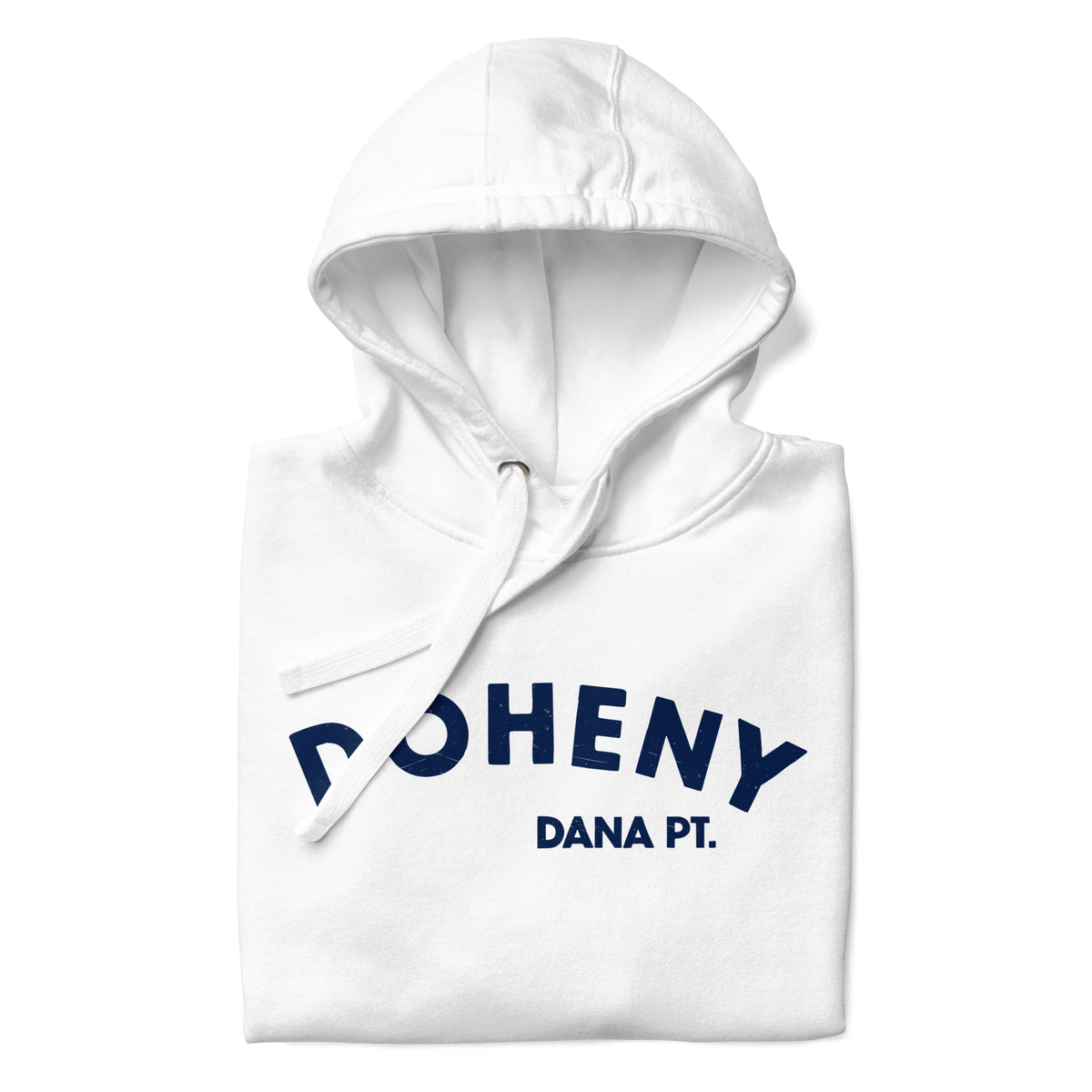 "Doheny Dana Point" in vintage California surf lettering, printed on a SodaPop Cool hoodie.