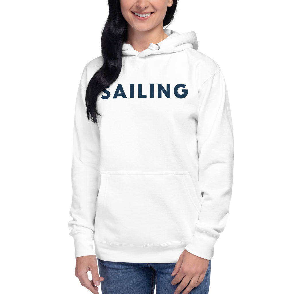 The word "Sailing" in clean vintage lettering, printed on a SodaPop Cool hoodie.