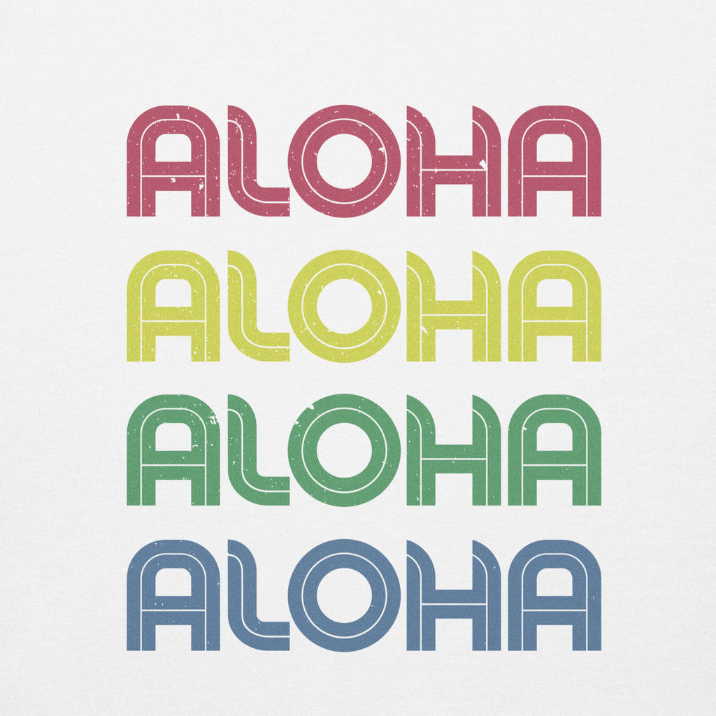 Aloha Hawaii Colors x 4 vintage graphic, printed on a SodaPop Cool hoodie.