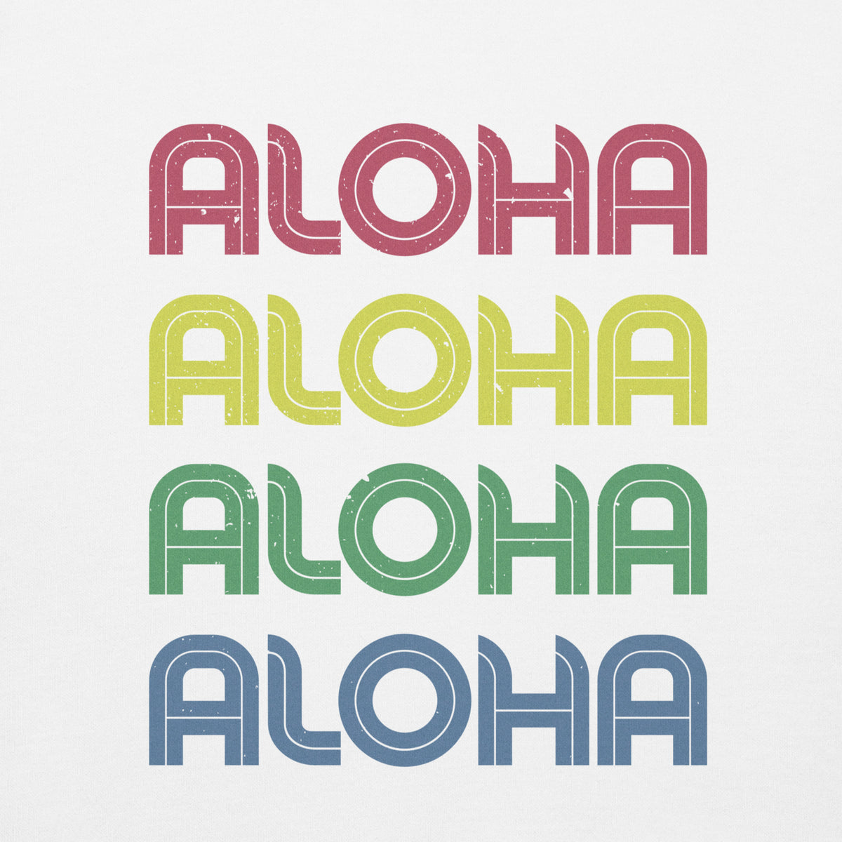 Aloha Hawaii Colors x 4 vintage graphic, printed on a SodaPop Cool hoodie.
