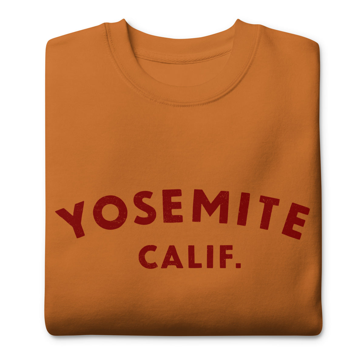 "Yosemite National Park" in vintage park-service lettering, printed on a SodaPop Cool crew sweatshirt.