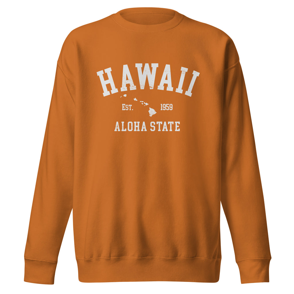 Aloha State of Hawaii vintage graphic, printed on a SodaPop Cool crew sweatshirt.