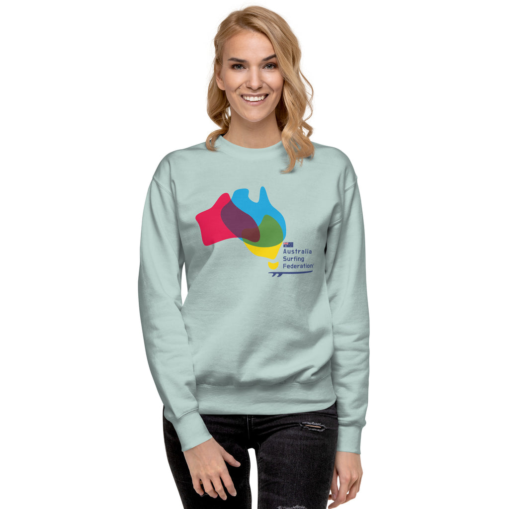Australia Surfing Federation vintage graphic, printed on a SodaPop Cool crew sweatshirt.