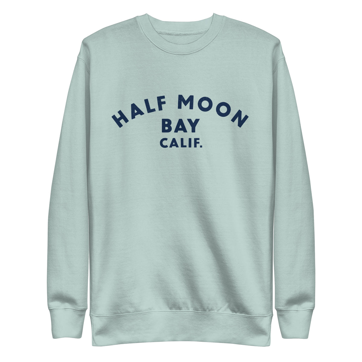 Half Moon Bay California vintage graphic, printed on a SodaPop Cool crew sweatshirt.