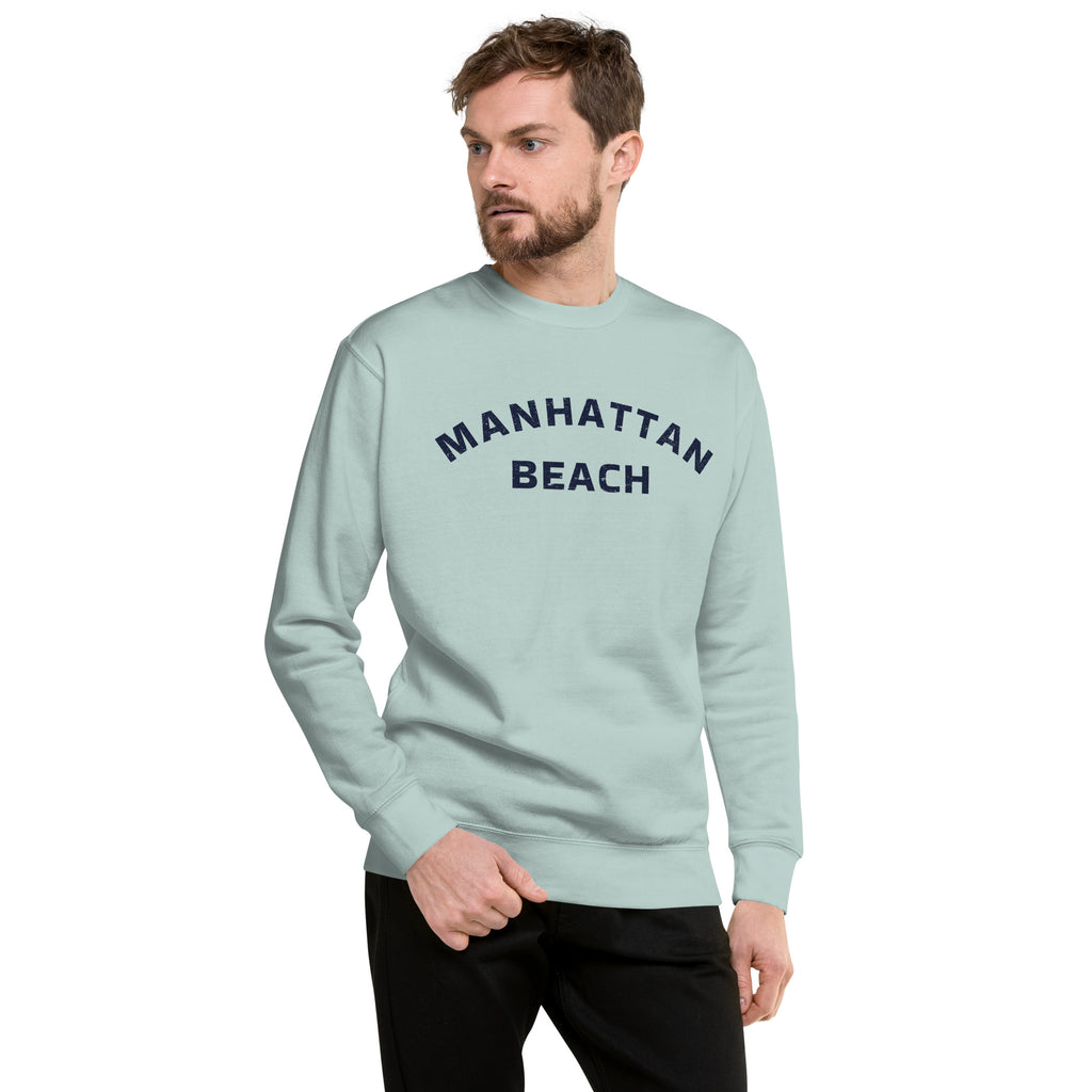 Manhattan Beach California vintage graphic, printed on a SodaPop Cool crew sweatshirt.