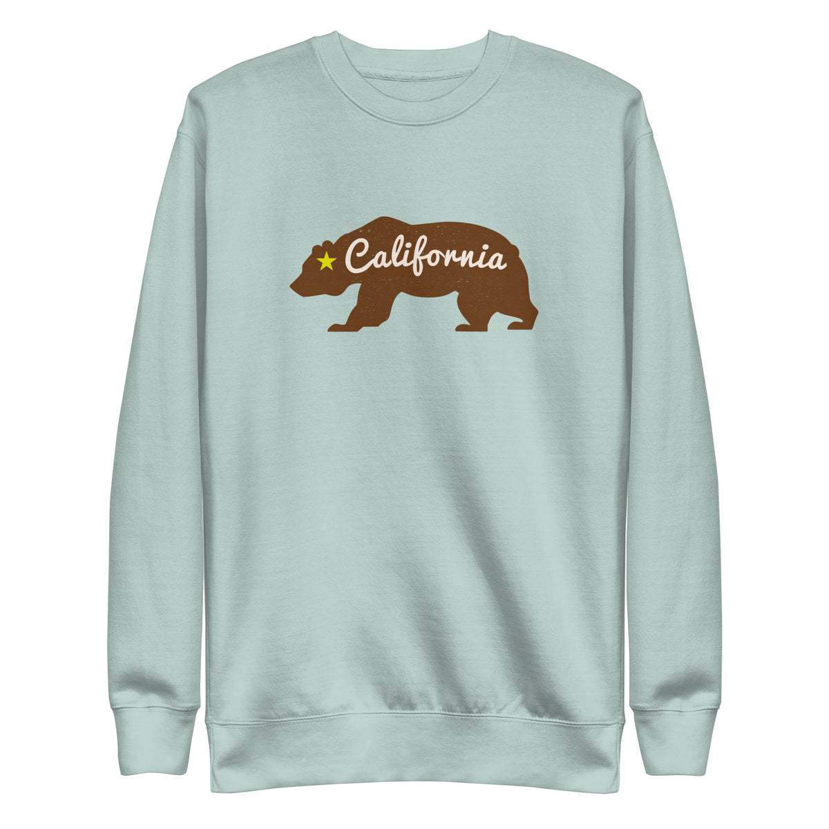 California state bear with a single star, classic vintage styling, printed on a SodaPop Cool crew sweatshirt.