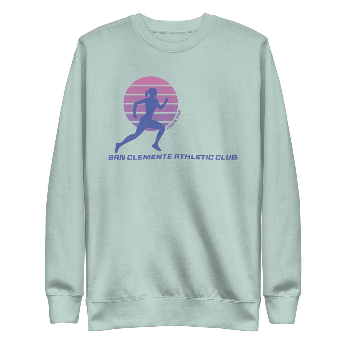 San Clemente Athletic Club vintage graphic, printed on a SodaPop Cool crew sweatshirt.